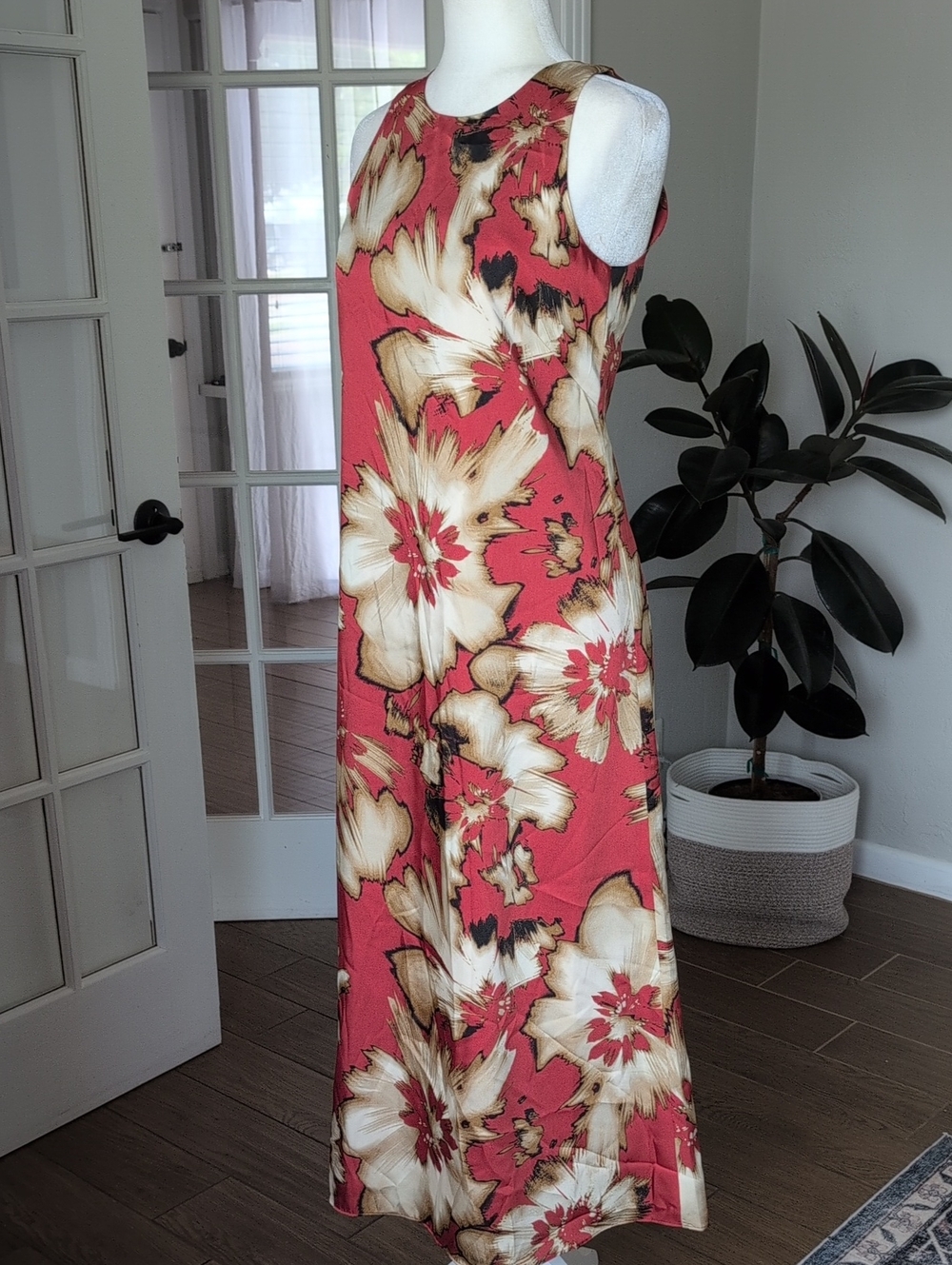 NWT Anne Klein Satin Floral Sleeveless Long Slip Dress Size 0 - Picture 3 of 13